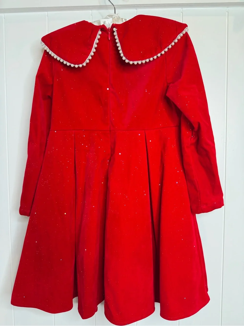 SHEIN Red Pearl-Trim Kids Costume Dress